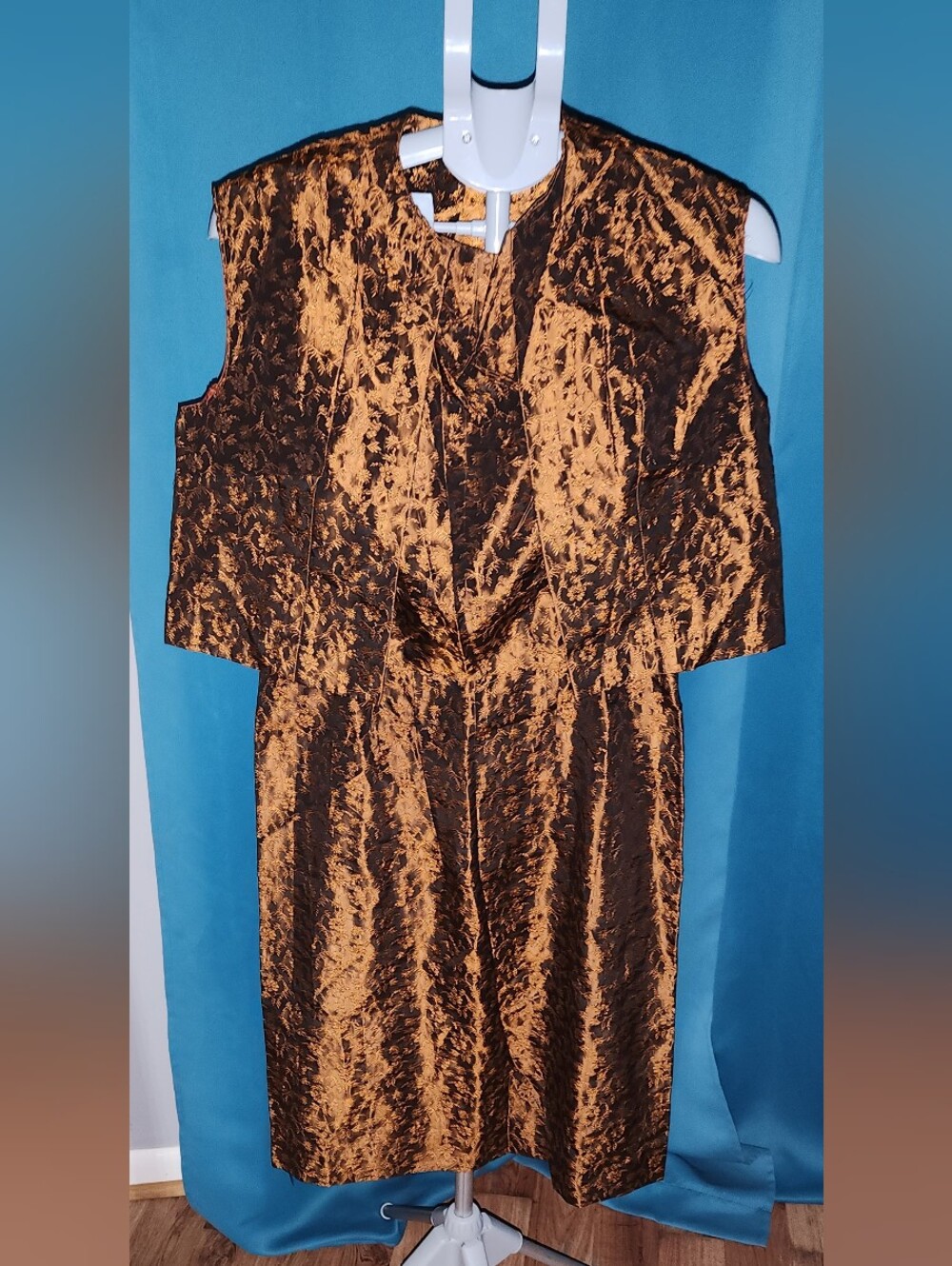 60s Women's Bronze Cocktail Dress With Vest